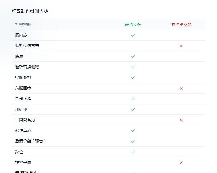 檢測報告中的查核點分析頁